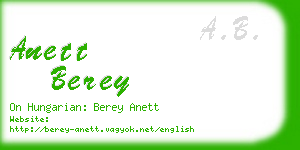 anett berey business card